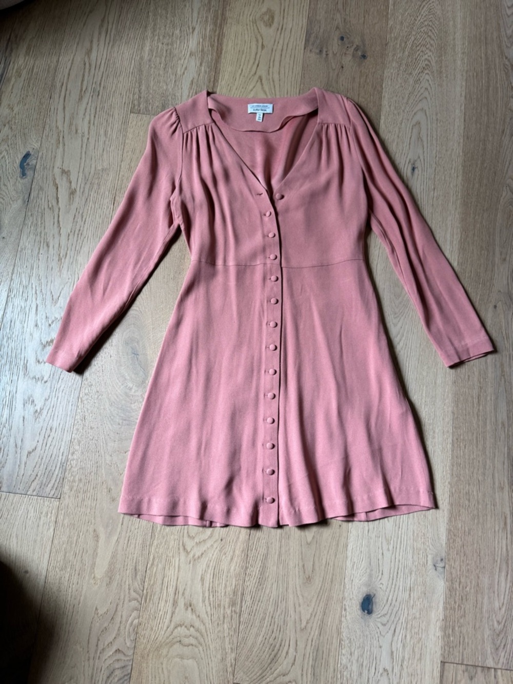& Other Stories Dusty Rose Button-Front Long Sleeve Dress